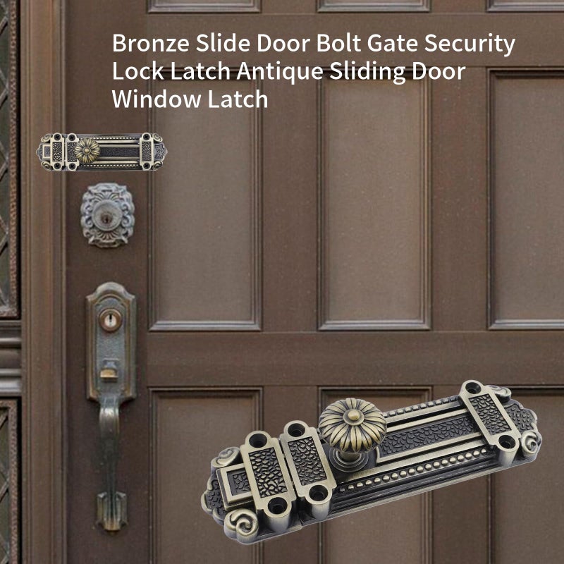 Geesatis Bronze Slide Door Bolt Gate Security Lock Latch Antique Sliding Door Window Latch, with Mounting Screws, Length 5 inch - Image 4